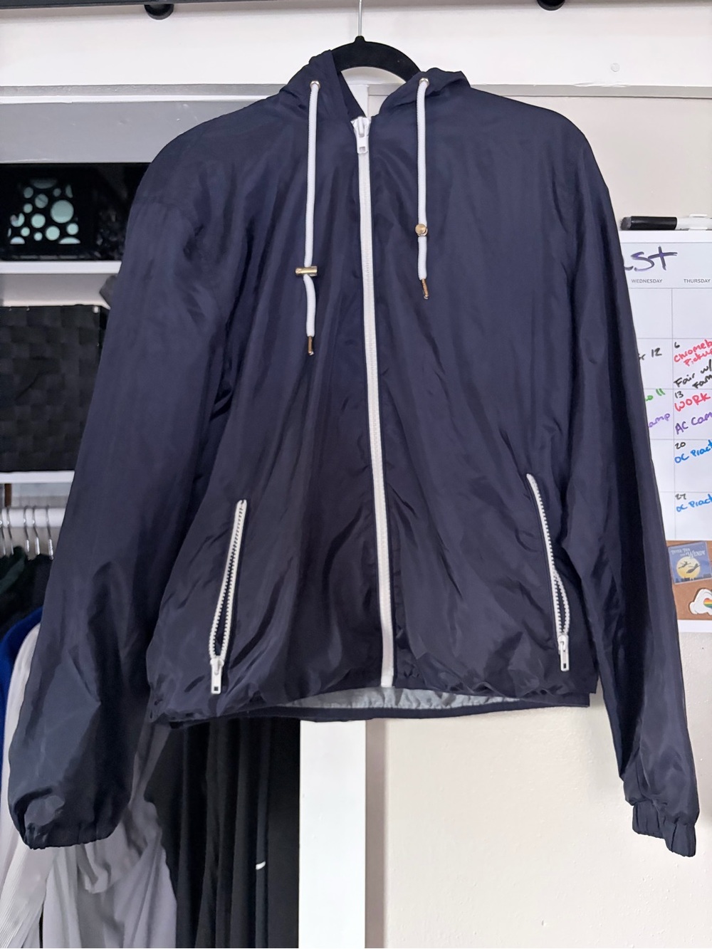 Forever 21 Navy Hooded Windbreaker